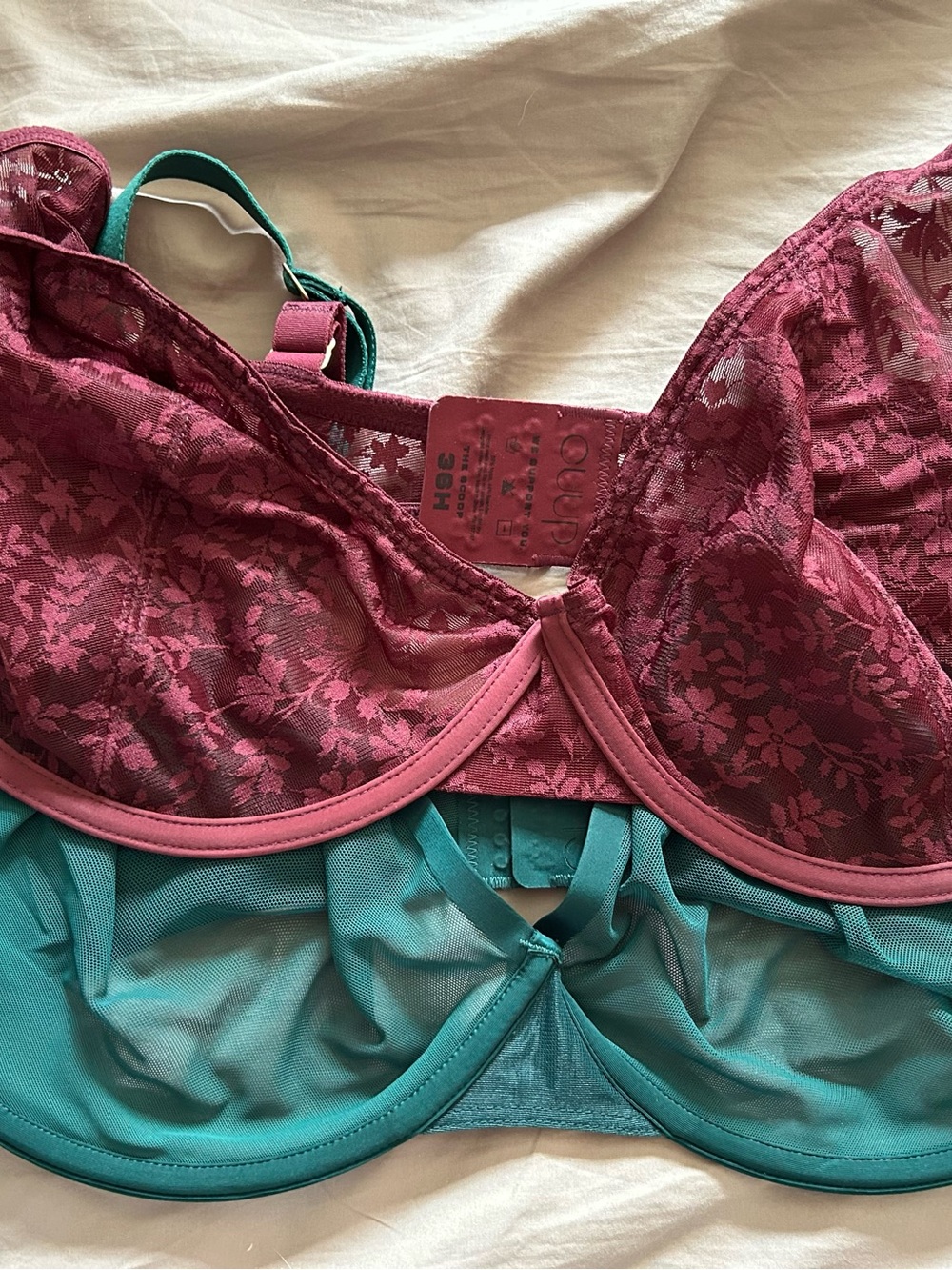 CUUP The Scoop in botanical lace and The Plunge in mesh 36H